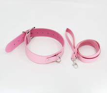 Load image into Gallery viewer, Berlin Baby - Unlined Faux Leather Collar &amp; Lead - Pink