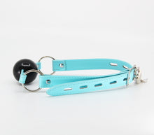 Load image into Gallery viewer, Berlin Baby - Solid Rubber Gag with Faux Leather Lockable Straps - Turquoise