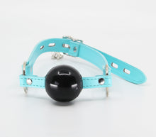 Load image into Gallery viewer, Berlin Baby - Solid Rubber Gag with Faux Leather Lockable Straps - Turquoise