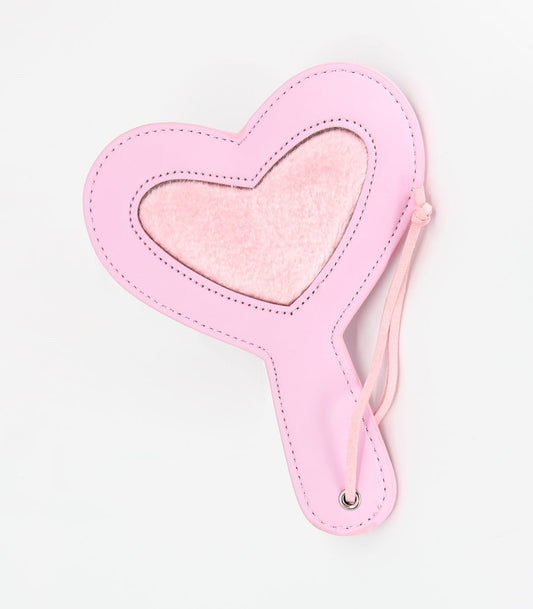 Berlin Baby - Vegan Leather Heart Paddle with Faux Fur Centre - Pink - divasdenau