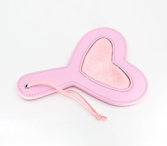 Berlin Baby - Vegan Leather Heart Paddle with Faux Fur Centre - Pink - divasdenau