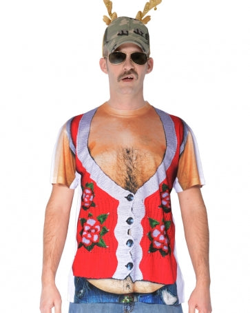 Hairy Belly Poinsettia Sweater Vest T-Shirt Costume