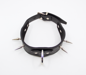 Love in Leather - Long Spiked Leather Collar
