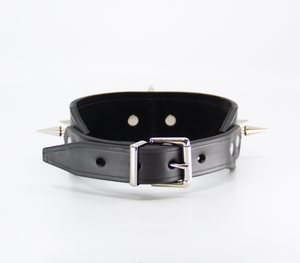 Love in Leather - Long Spiked Leather Collar