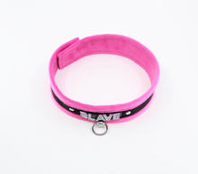 Load image into Gallery viewer, Love in Leather - Diamanté Embellished Soft Collar - &#39;Slave&#39; - Pink