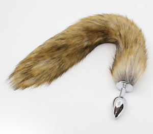 Love In Leather - Fox Tail Metal Butt-plug - Natural Brown
