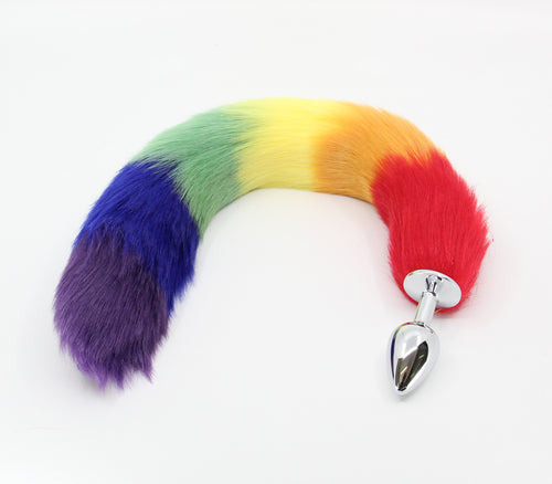 Love In Leather - Fox Tail Metal Butt-Plug - Pride Edition