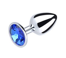 Load image into Gallery viewer, Love in Leather - Silver Chrome Metal Butt Plug With Round Gem