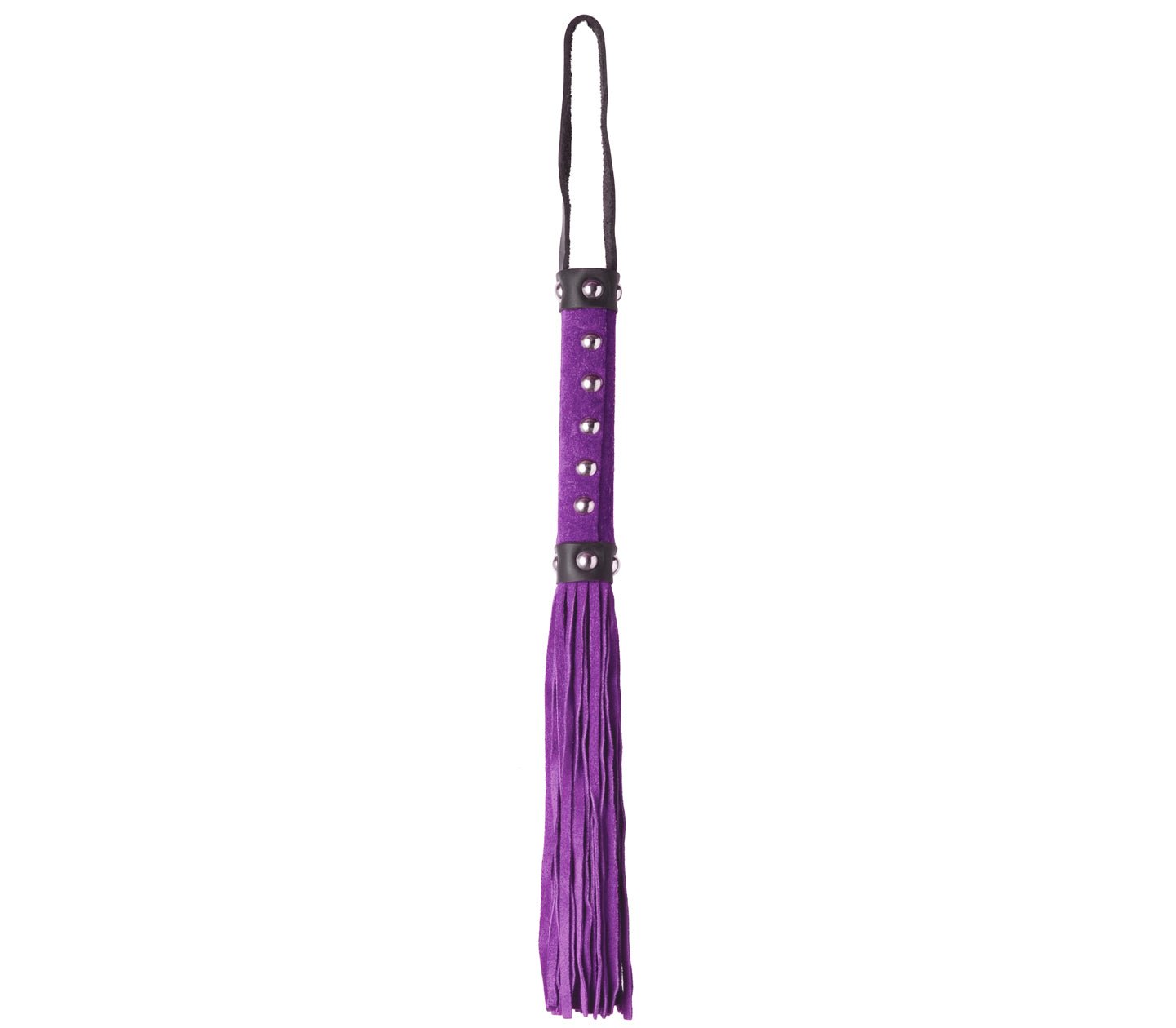 Suede Leather Whip with Studded Handle - Purple - divasdenau