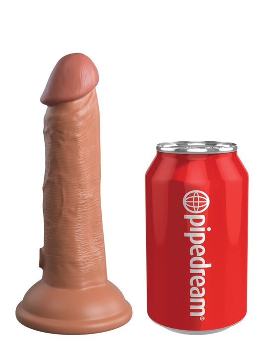 King Cock Elite - Vibrating Silicone Dual Density Cock - 6" Tan - divasdenau