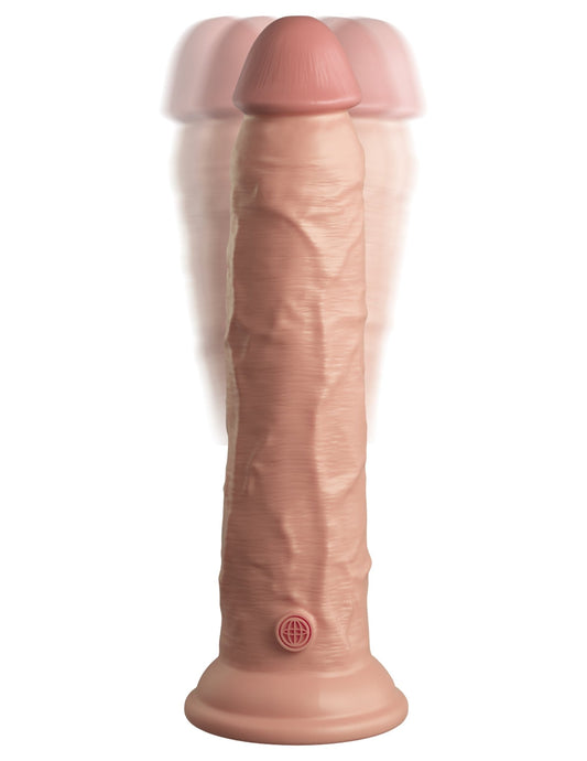 King Cock Elite - Vibrating Dual Density Silicone Cock with Remote - 9" - divasdenau