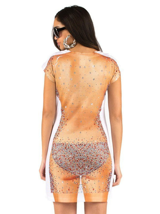 Women's Rhinestone Cap Sleeve Dress - divasdenau