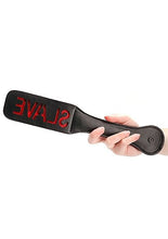 Load image into Gallery viewer, Berlin Baby - Faux Leather Paddle 'Slave' Imprint - Red &amp; Black - divasdenau