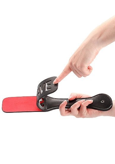 Berlin Baby - Faux Leather Paddle 'Slave' Imprint - Red & Black - divasdenau